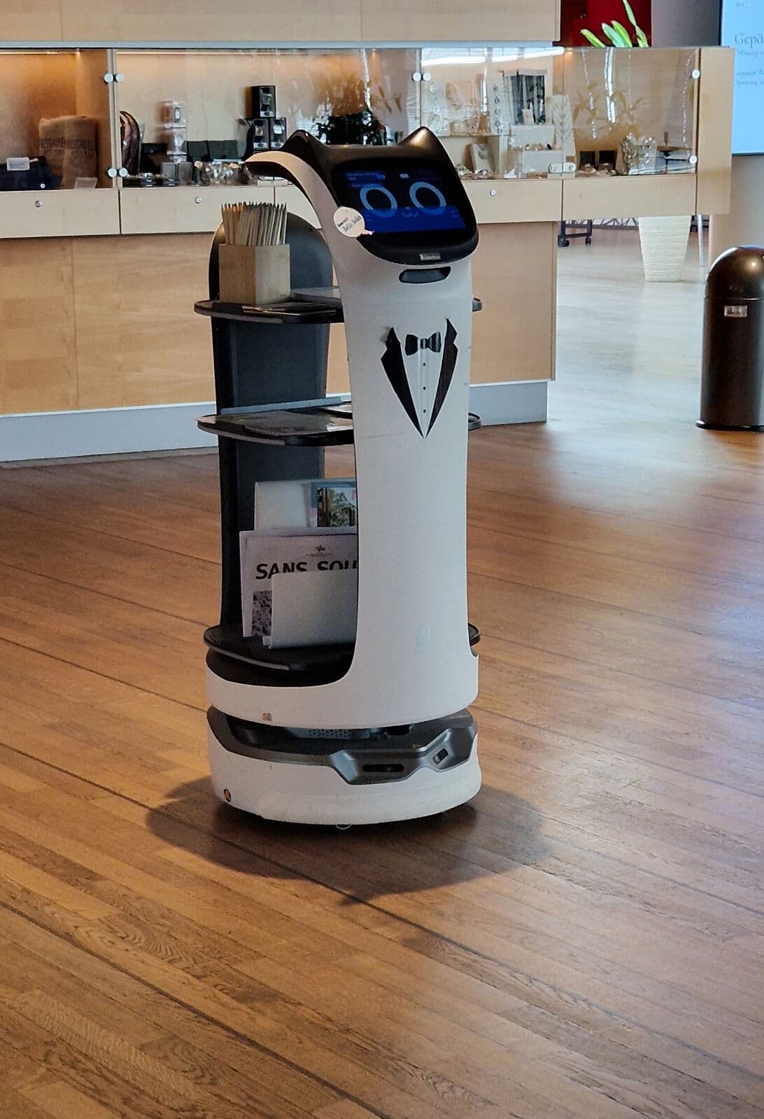 Pudu BellaBot delivery robot in restaurant