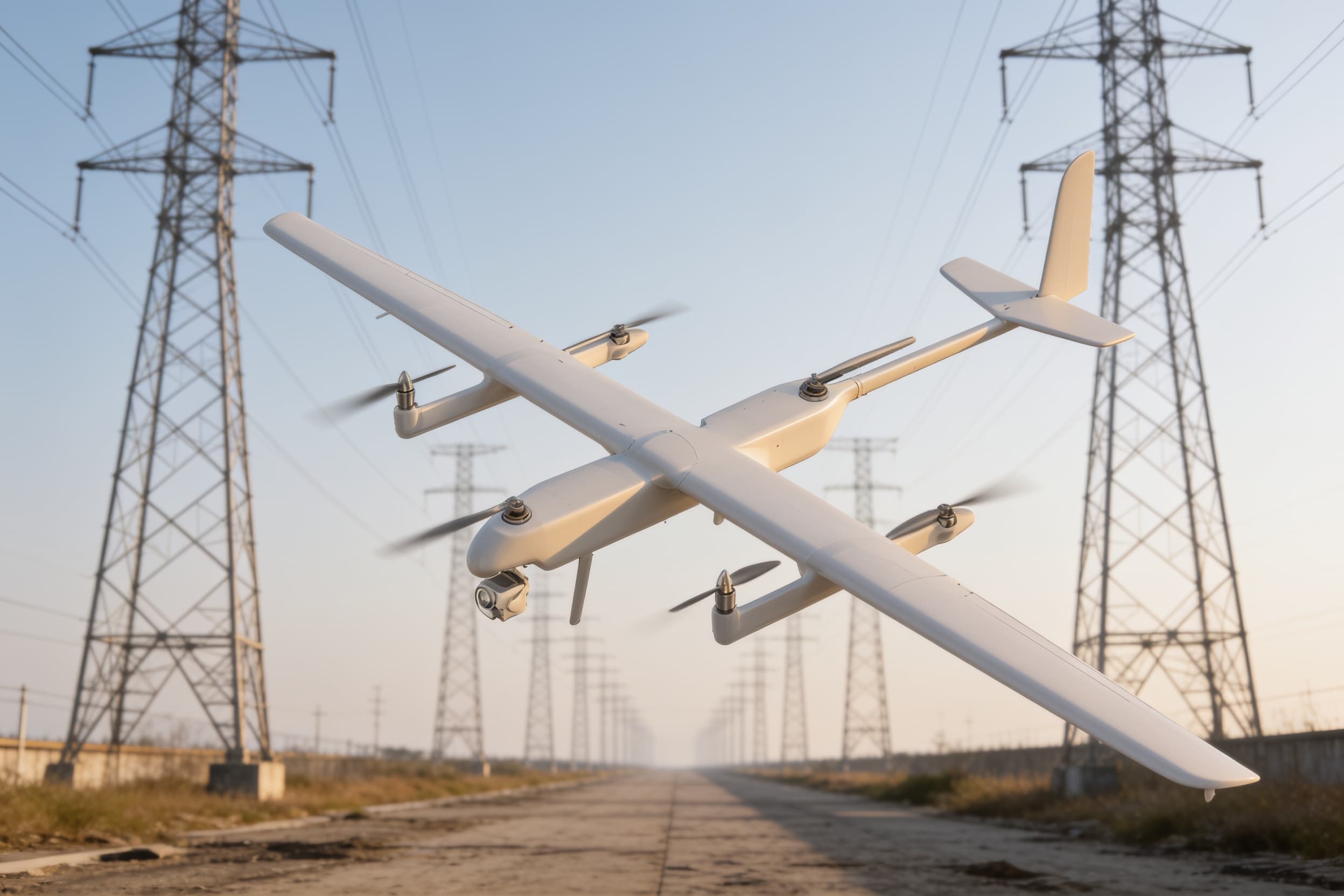 Drone following a powerline corridor