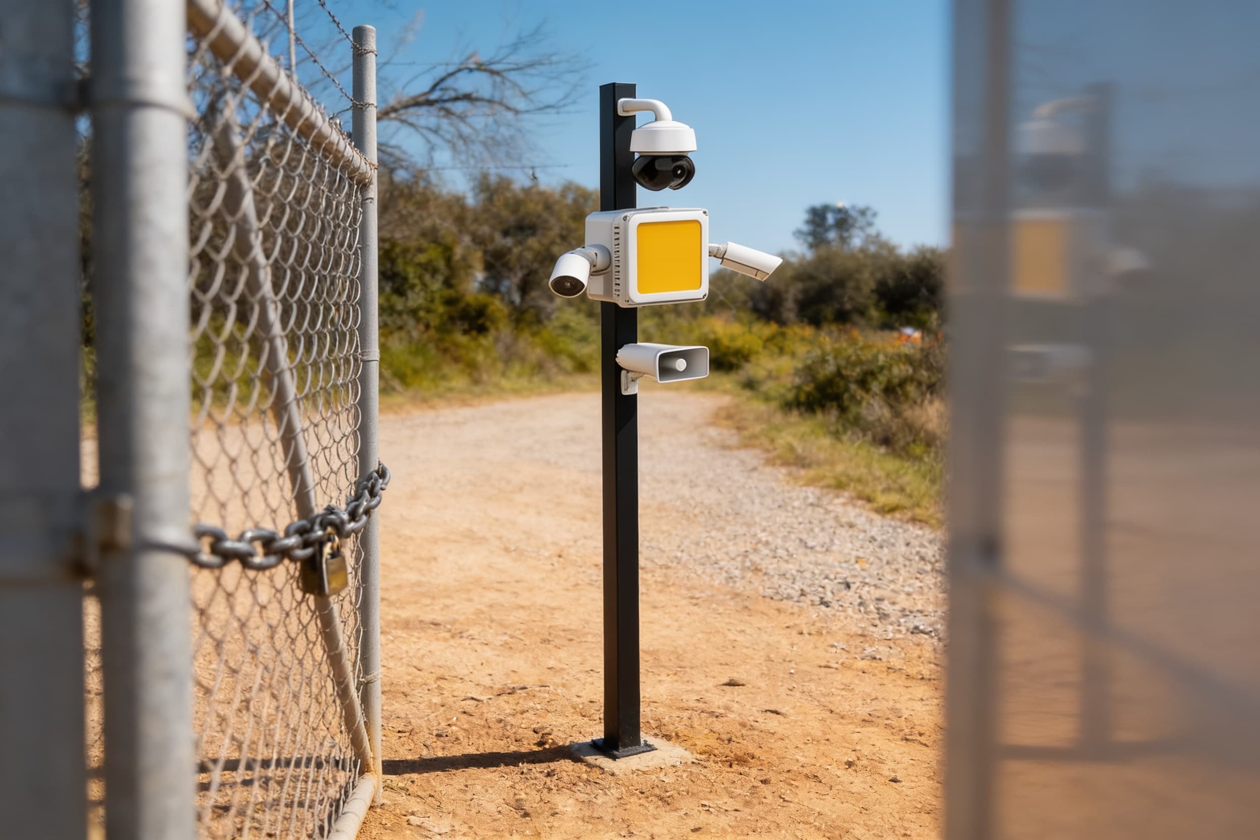 Mobile security unit at a construction-site gate