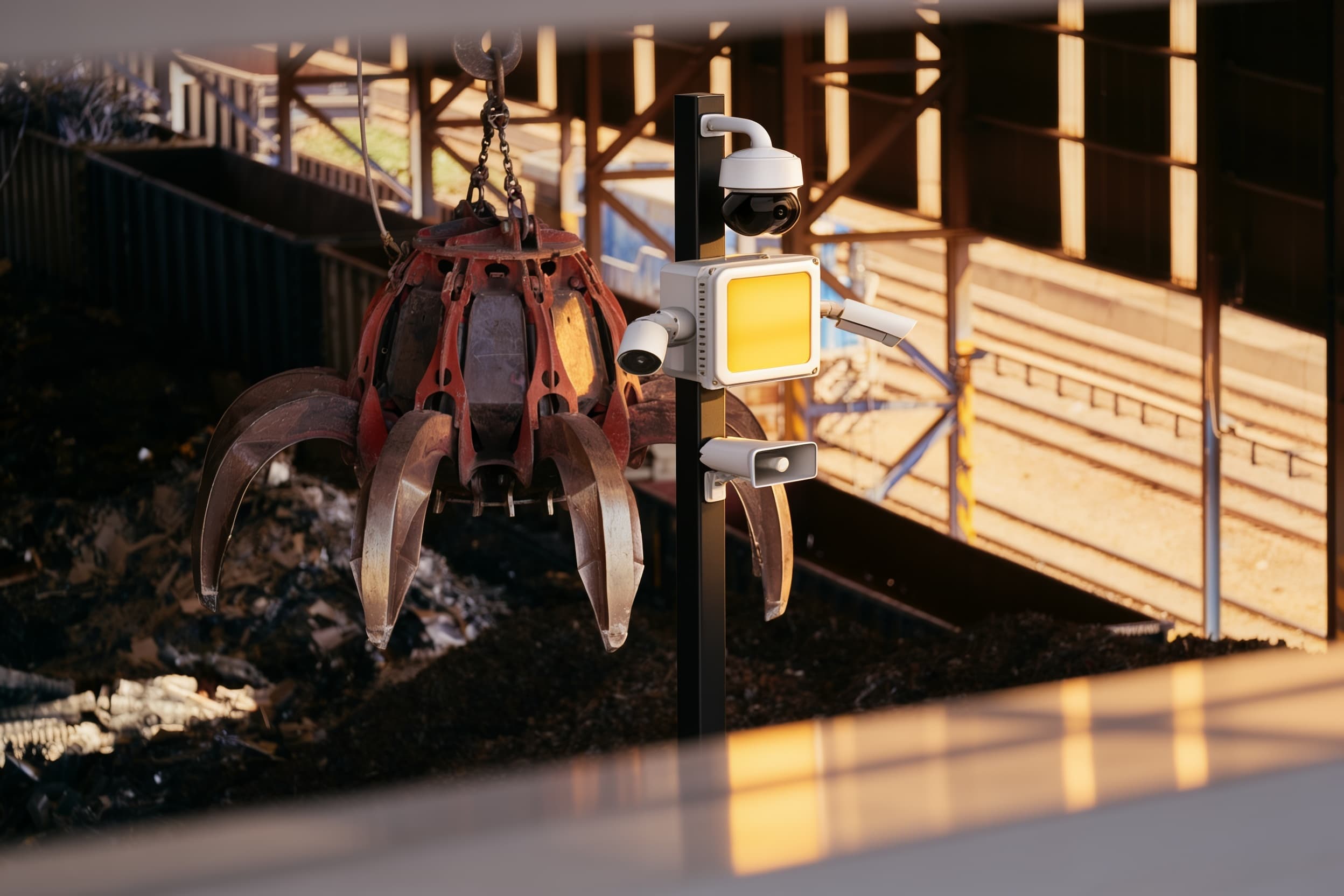 A mobile surveillance trailer watching the laydown yard
