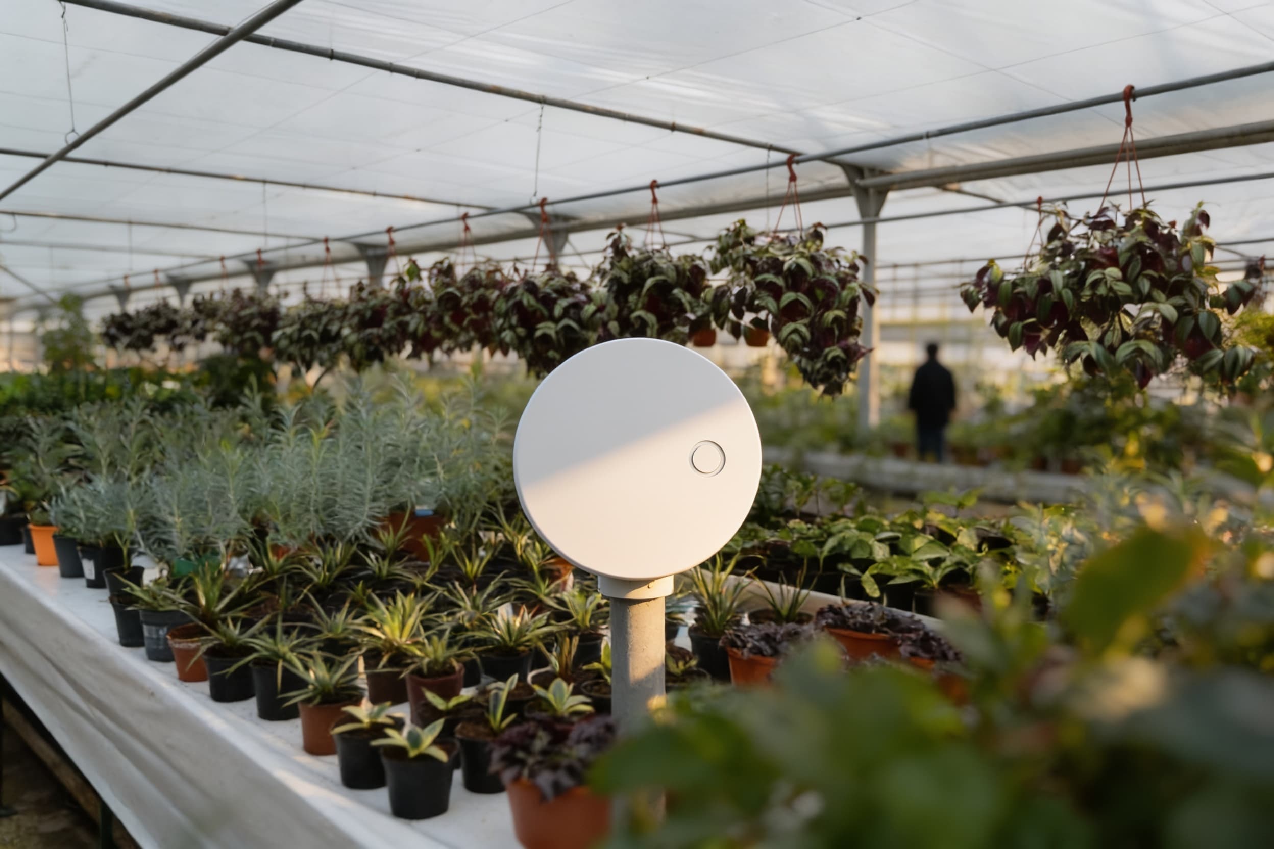Climate sensor among greenhouse plants