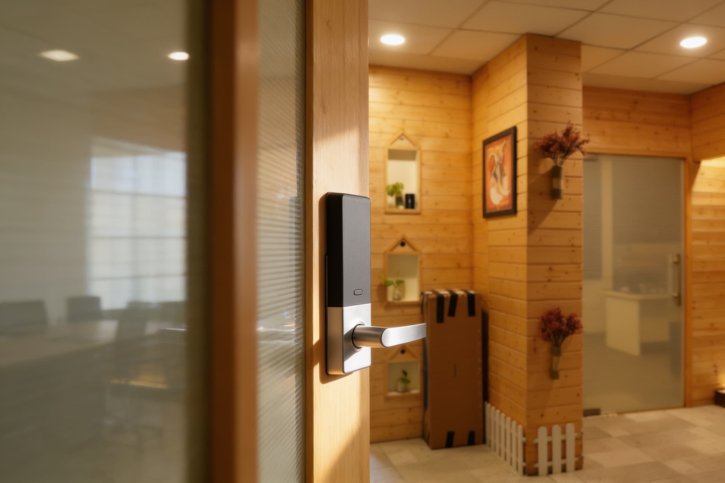 Smart lock on a meeting-room door
