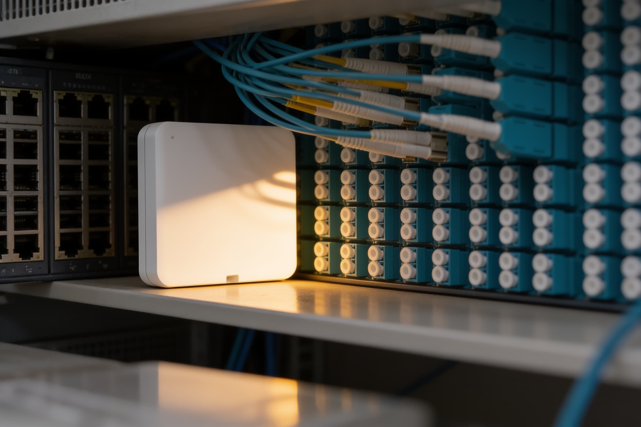 Wireless hub beside the patch panels