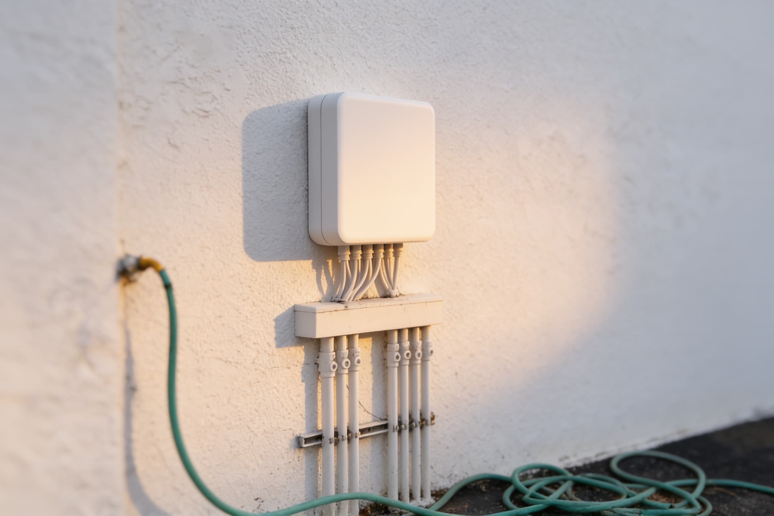 Wall-mounted device among neat IT cabling