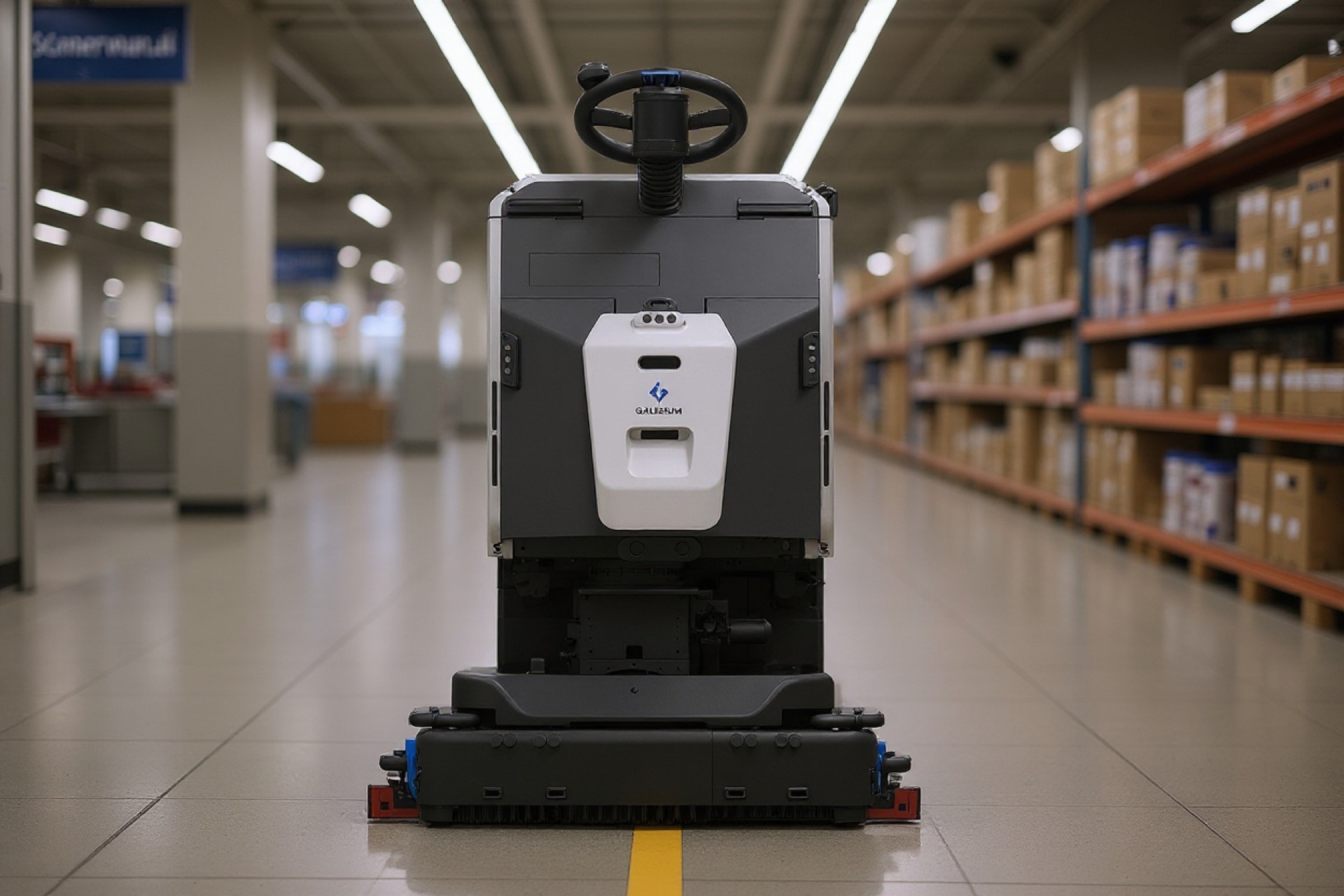 A Gausium Scrubber 75 commercial cleaning robot